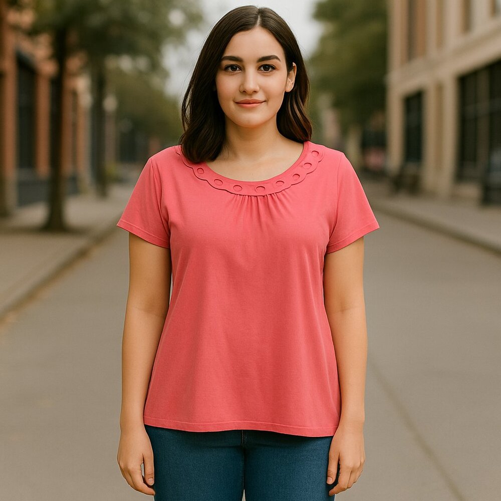 R-Q-T Women's 1X Coral Cap Sleeve Top - Picture 3 of 9